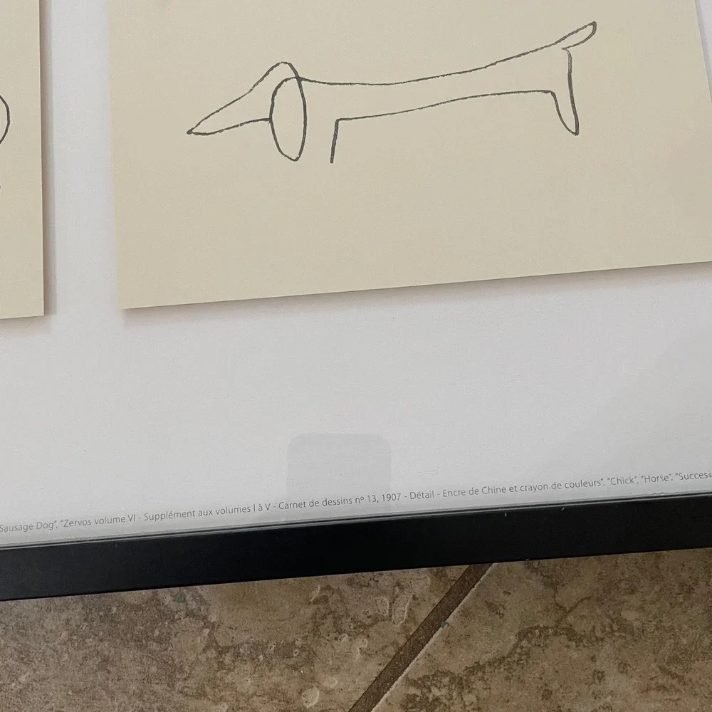 Pablo Picasso Animal Line Drawings Framed Print Set Flamingo Sausage Dog Horse
